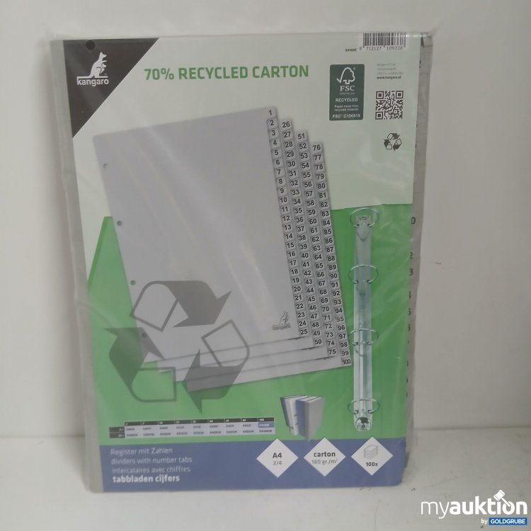 Artikel Nr. 875739 Artikel Nr. 875739: Kangaro Register mit Zahlen A4 x100