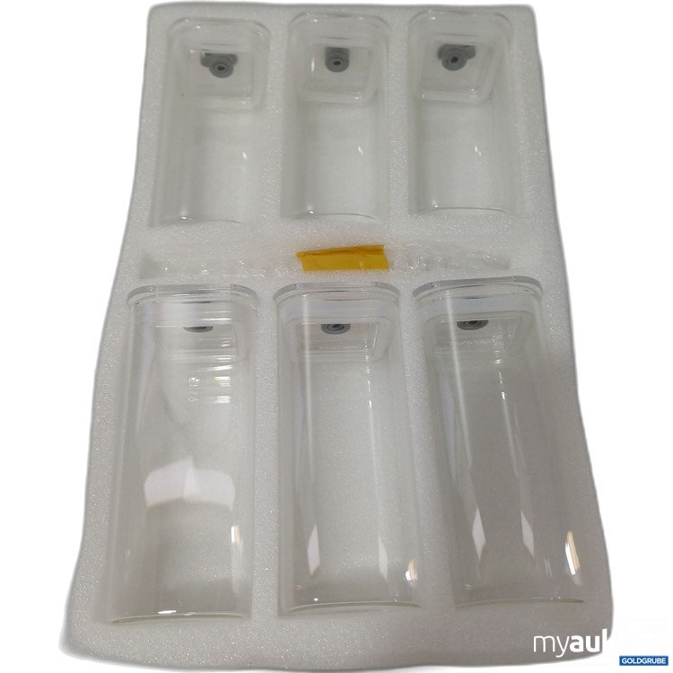 Artikel Nr. 446741 Artikel Nr. 446741: Trinkgläser ca 6x6x14cm mit Glas-Strohhalm und Deckel je 6 Stk