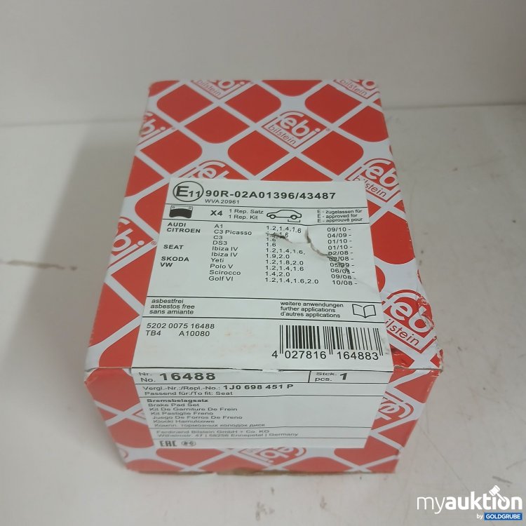 Artikel Nr. 874741: Febi Bremsbelagsatz 16488 90R-02A01396/43487 x4