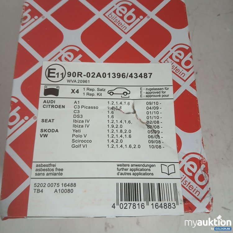 Artikel Nr. 874741: Febi Bremsbelagsatz 16488 90R-02A01396/43487 x4