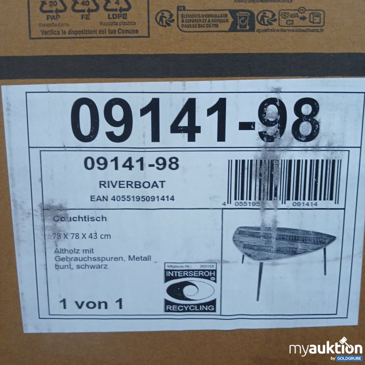 Artikel Nr. 865742: Riverboat Couchtisch Altholz mit Gebrauchsspuren, Metall bunt, schwarz 09141-98