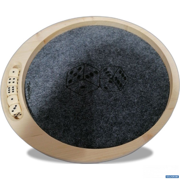 Artikel Nr. 887742: Würfelteller aus Zirbenholz mit 5Stk Würfel