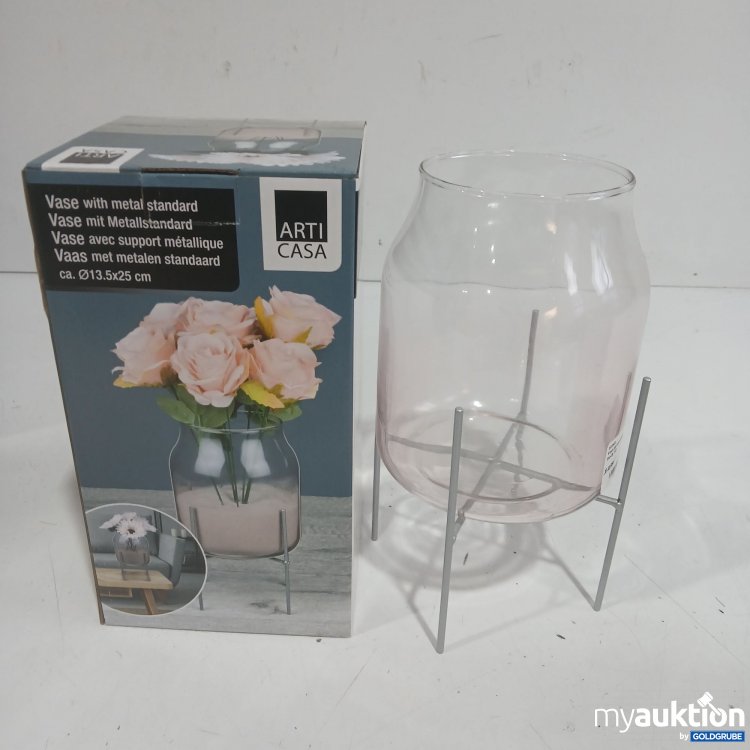 Artikel Nr. 922742: Arti Casa Vase mit Metallstandard ca. ø13,5x25cm 