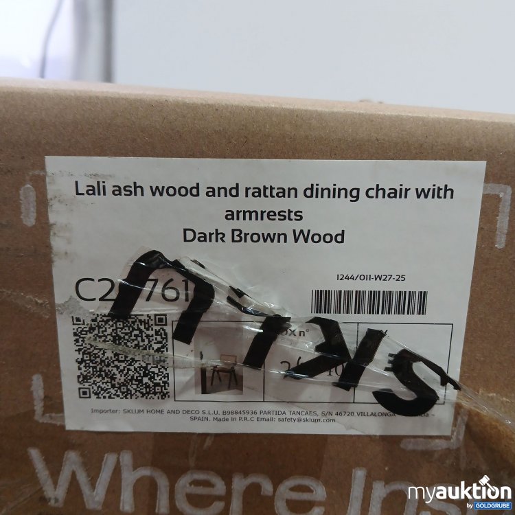 Artikel Nr. 967742: Sklum Lali ash wood and Rattan dining chair with armrests Dark Brown Wood 