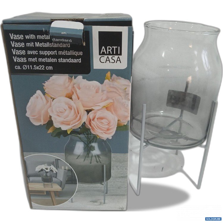Artikel Nr. 922743: Arti Casa Vase mit Metallstandard ca. ø11,5x22cm 