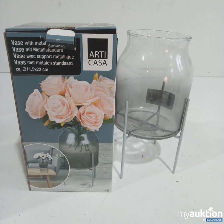 Artikel Nr. 922743: Arti Casa Vase mit Metallstandard ca. ø11,5x22cm 