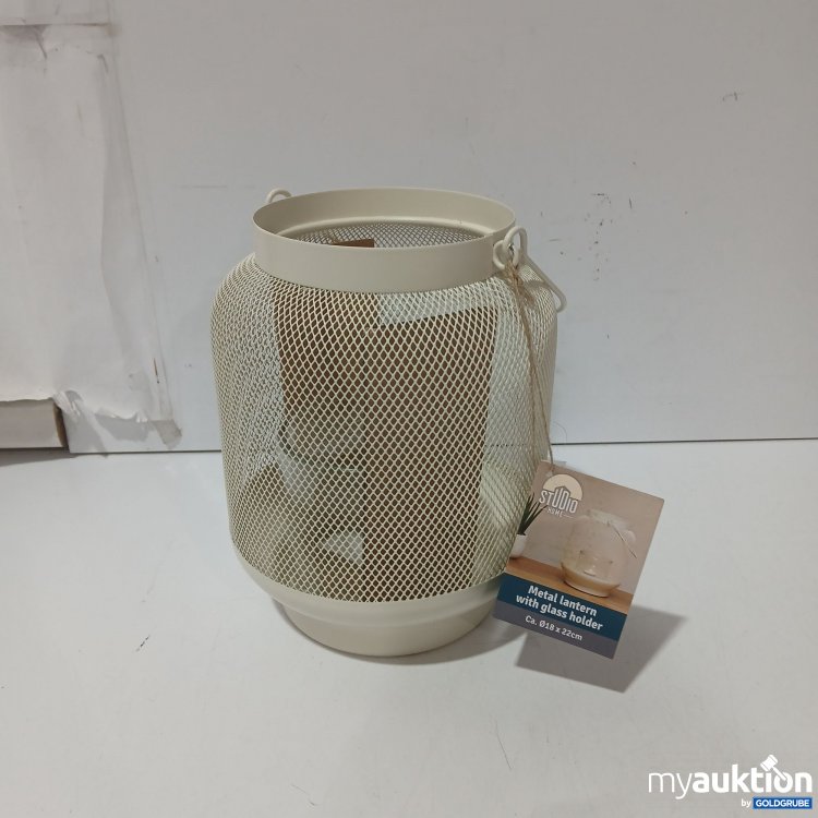 Artikel Nr. 929745: Studio Home Metall Laterne mit Kerzen-Glas, Ca 22cm, Durchmesser ca 18cm
