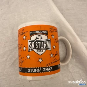 Auktion SK Sturm Kaffeetasse orange mit Unterschriften