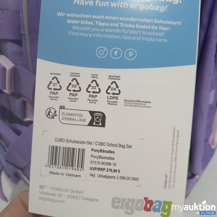 Artikel Nr. 464751: ergobag Schulranzen-Set PonyBäradies lila gepunktet
