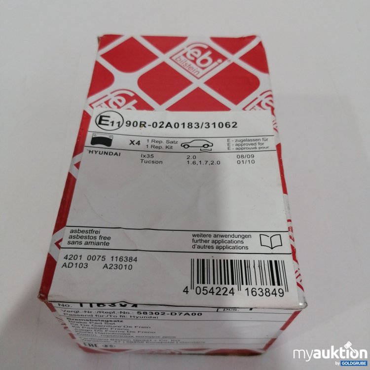 Artikel Nr. 840756 Artikel Nr. 840756: Febi Bilstein Bremsbelagsatz Hyundai 116384
