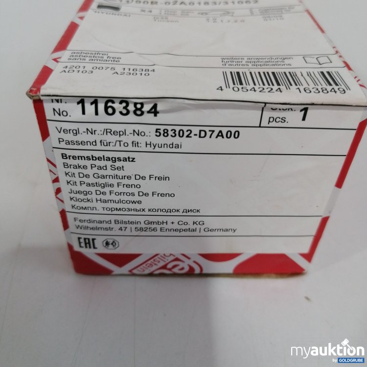 Artikel Nr. 840756 Artikel Nr. 840756: Febi Bilstein Bremsbelagsatz Hyundai 116384