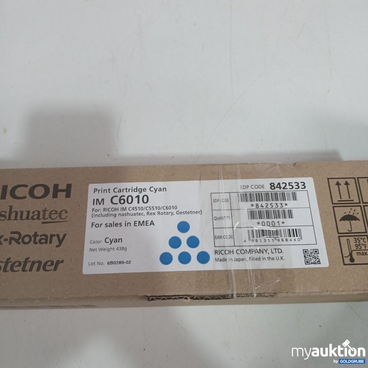 Artikel Nr. 998756 Artikel Nr. 998756: Ricoh Print Cartridge Cyan IM C6010 438g