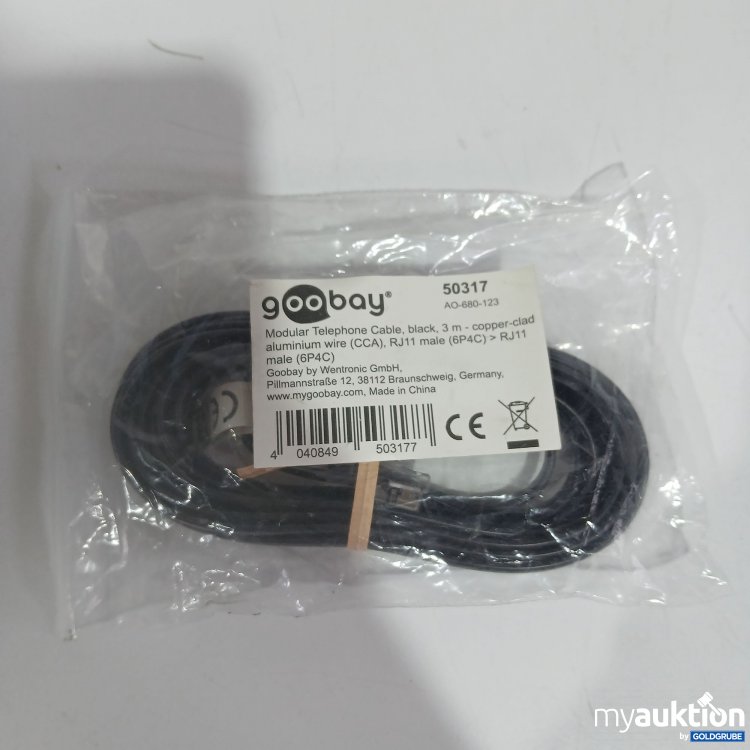 Artikel Nr. 827759: Goobay Modular Telephone Cable Black 3m 