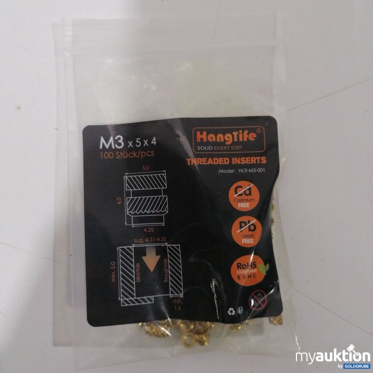 Artikel Nr. 898760: Hang Life Threaded Inserts M3x5x4 100Stk