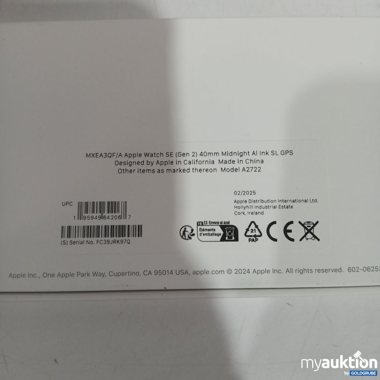 Artikel Nr. 904760: Apple watch SE(Gen2) 40mm Midnight A2722 