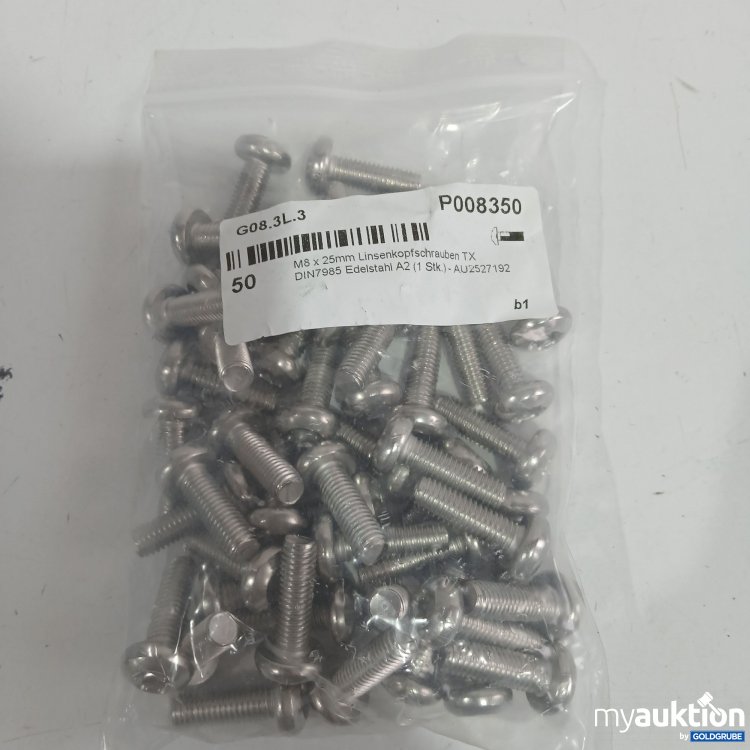 Artikel Nr. 867761 Artikel Nr. 867761: M8x25mm Linsenkopfschrauben TX DIN7985 A2 50Stk