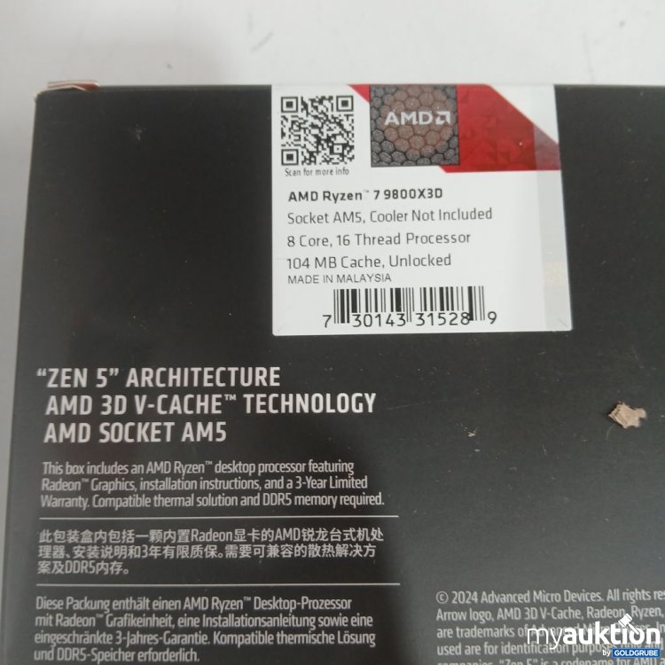 Artikel Nr. 963761: AMD Ryzen 9 9800X3D Prozessor