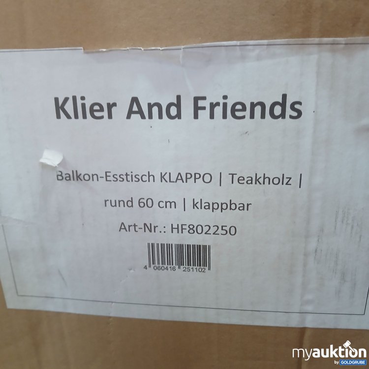 Artikel Nr. 447765 Artikel Nr. 447765: Klier and Friends Balkon-Esstisch Klappo Teakholz rund ca 60cm klappbar