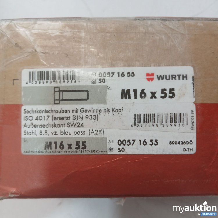 Artikel Nr. 447766: Würth M16x55 Sechskantschrauben mit Gewinde bis Kopf ISO 4017. 50Stk