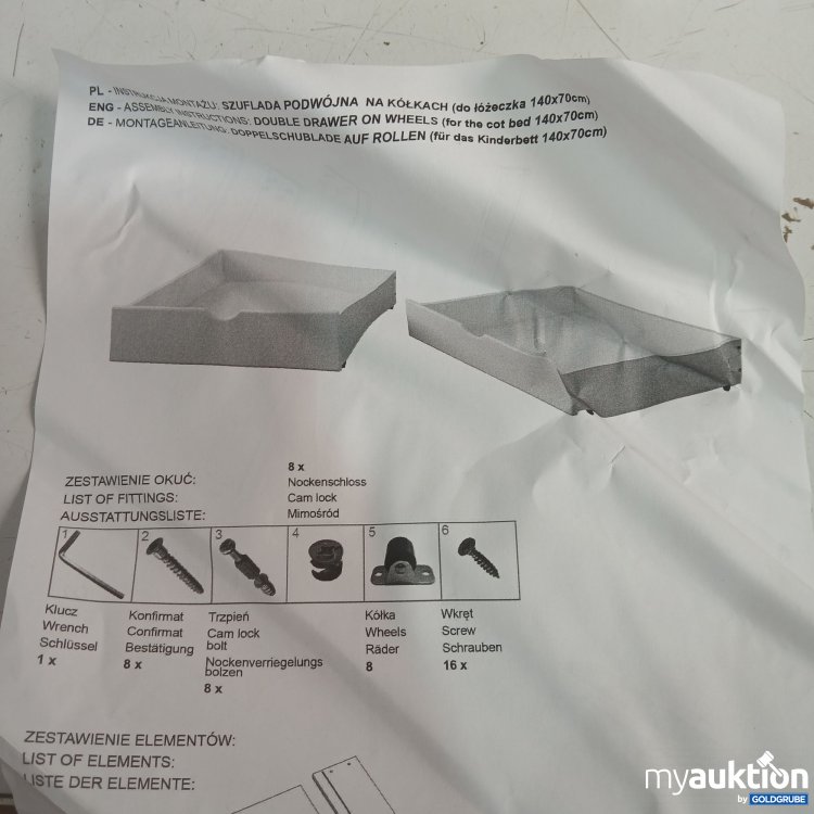 Artikel Nr. 447769 Artikel Nr. 447769: Doppelschublade auf Rollen (für Kinderbett 140x70cm)