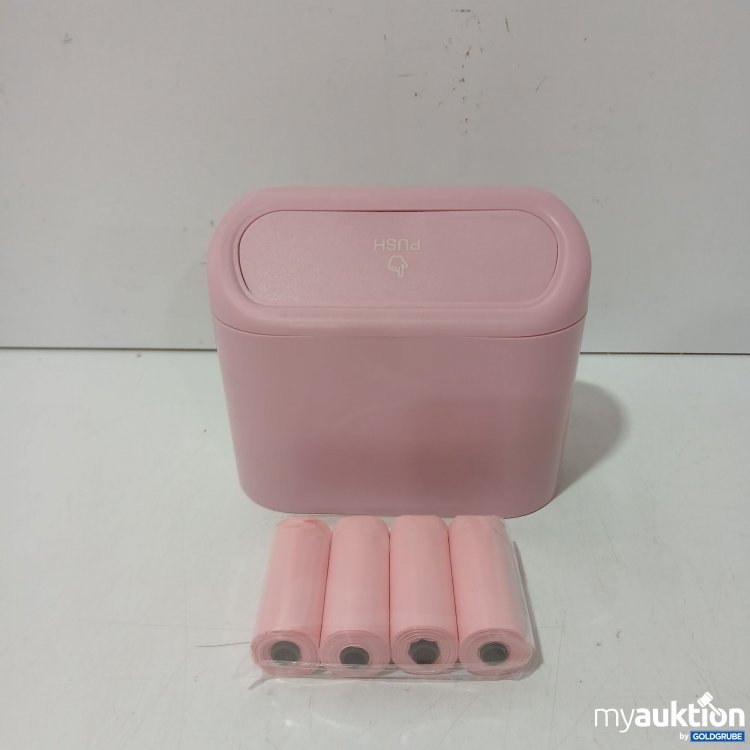 Artikel Nr. 995769: Diverser Mini-Mülleimer rosa ca 16x6,5x14cm mit Müllbeutel 4Rollen 