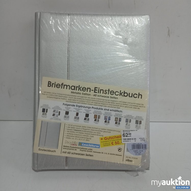 Artikel Nr. 464771: Leuchtturm Briefmarken-Einsteckbuch Metallic Edition 60 schwarze Seiten Silber