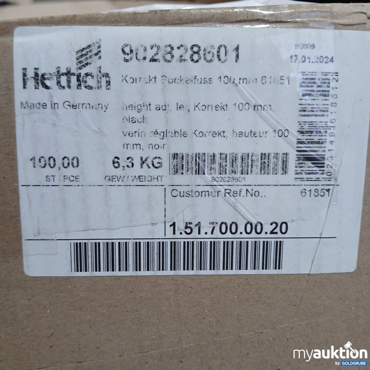 Artikel Nr. 516772 Artikel Nr. 516772: Hettich Sockelfuss 902828601 100mm 100stk