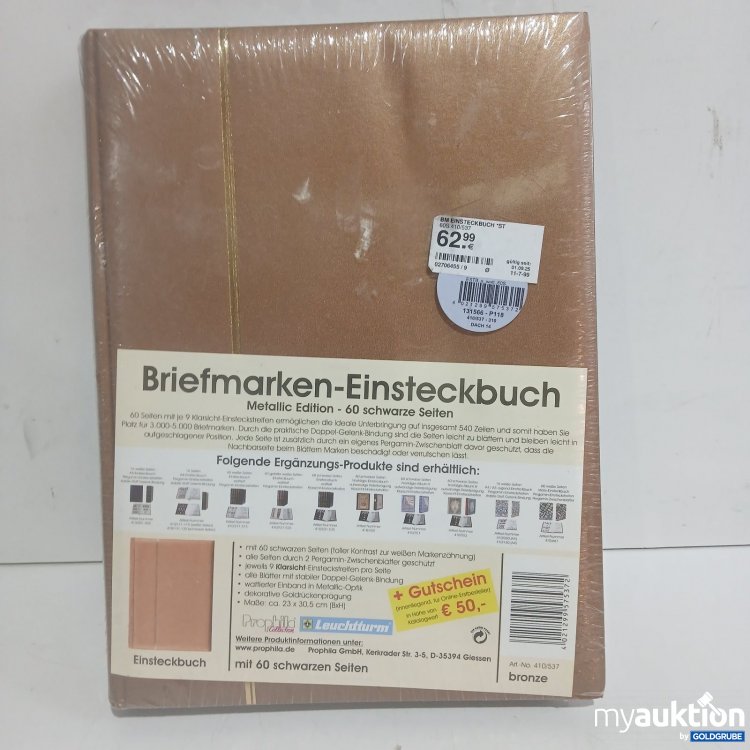 Artikel Nr. 464773: Leuchtturm Briefmarken-Einsteckbuch Metallic Edition 60 schwarze Seiten bronze