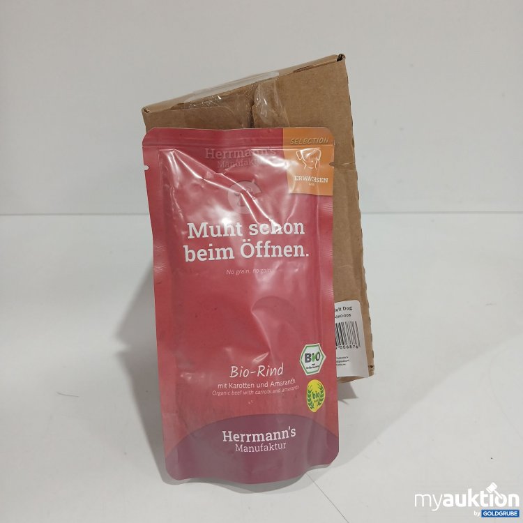 Artikel Nr. 824774 Artikel Nr. 824774: Herrmann's Adult Hundefutter Bio Rind mit Karotte 15x150g