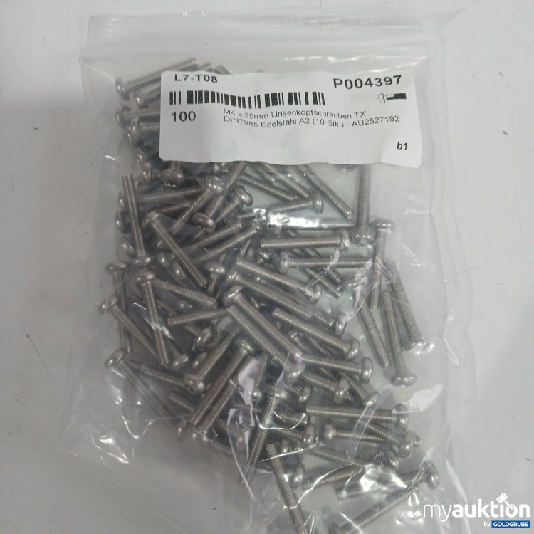 Artikel Nr. 867775 Artikel Nr. 867775: M4x25mm Linsenkopfschrauben TX DIN7985 A2 100Stk