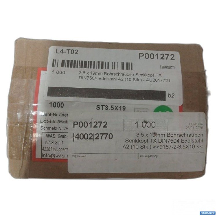 Artikel Nr. 471777 Artikel Nr. 471777: 3,5 x 19 mm Bohrschrauben Senkkopf TX DIN7504 Edelstahl A2 1000Stk