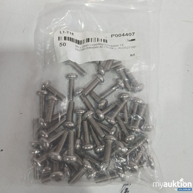 Artikel Nr. 867779 Artikel Nr. 867779: M6x20mm Linsenkopfschrauben TX DIN7985 A2 50Stk