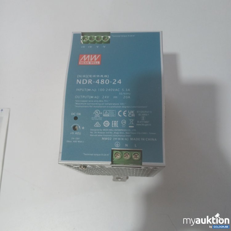 Artikel Nr. 911780: MEAN WELL NDR-480-24 Hutschienen-Netzteil. 