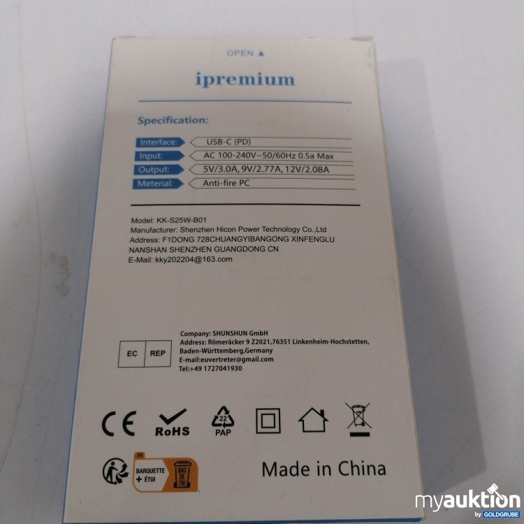 Artikel Nr. 840781 Artikel Nr. 840781: I Premium USB-C Ladegerät mit Type C, KK-S25W-B01