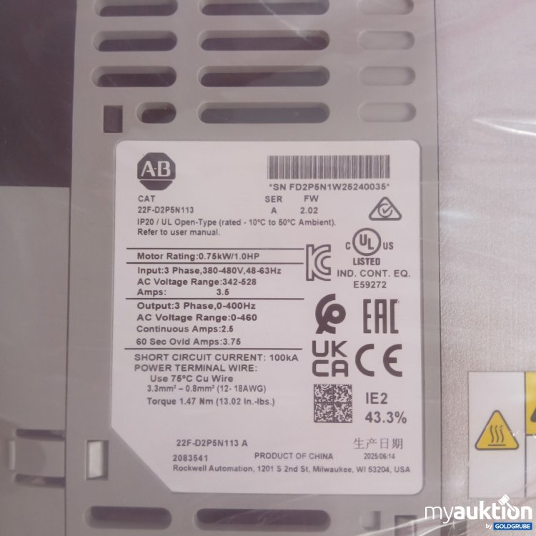 Artikel Nr. 525783: Rockwell Automation PowerFlex 4M Frequenzumrichter 