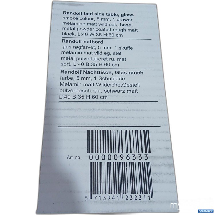 Artikel Nr. 972783: Randolf Nachttisch Glas rauch L:40 B:35 H:60cm 