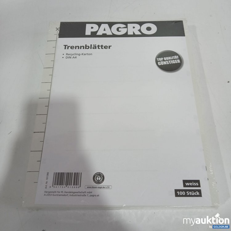 Artikel Nr. 867787 Artikel Nr. 867787: Pagro Trennblätter A4 weiß 100Stk