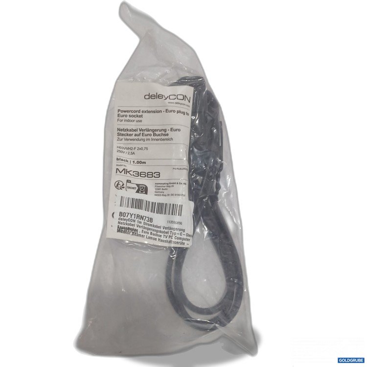 Artikel Nr. 882787 Artikel Nr. 882787: DeleyCon Netzkabel Verlängerung Euro Stecker 1m