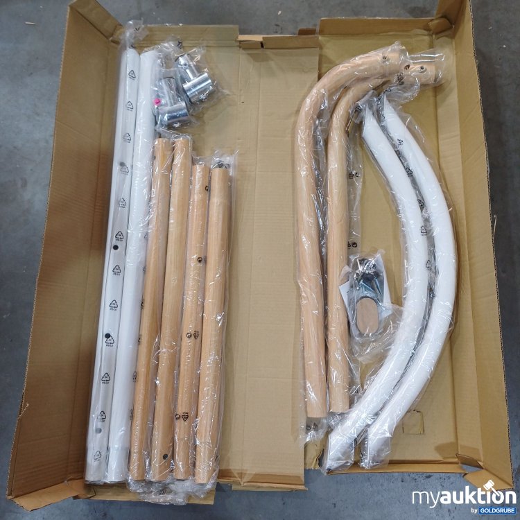 Artikel Nr. 988792: Diverse Metalrohre mit Bohrung, Holzoptik/Weiß, ca.100cm
