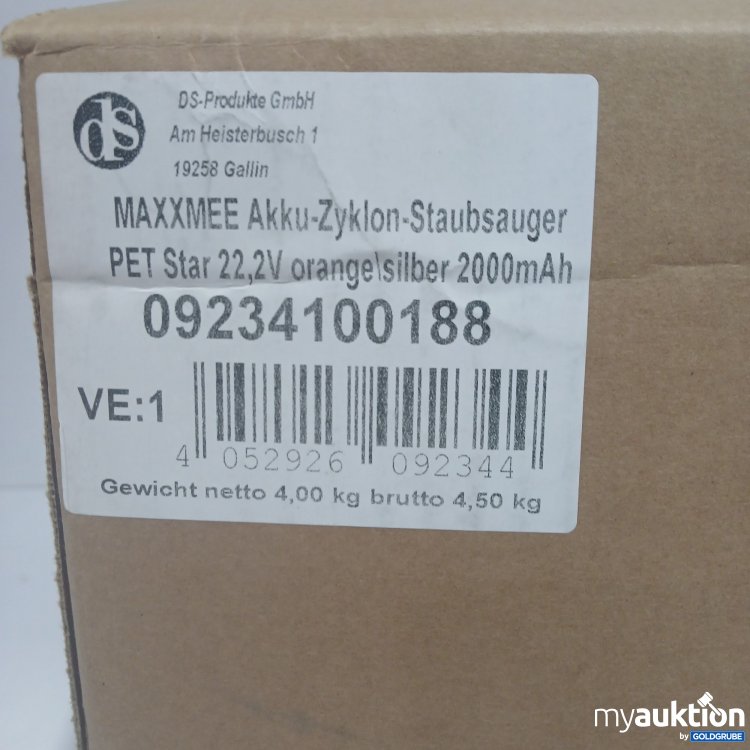 Artikel Nr. 904793: Maxxme Akku-Zyklon Staubsauger PET Star 22,2V orange/Silber 09234100188