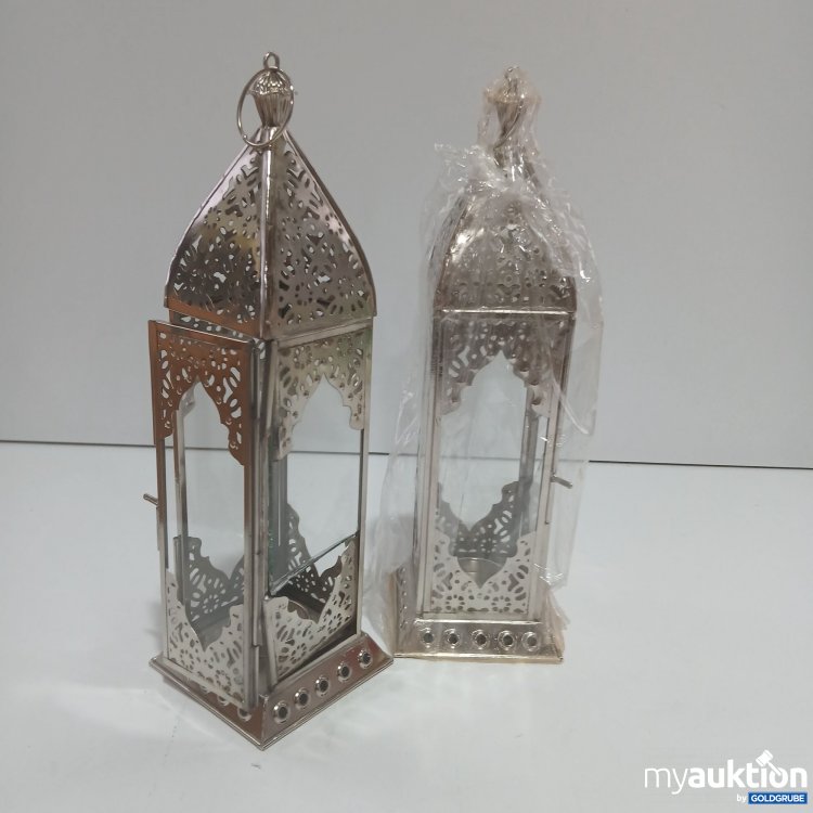Artikel Nr. 866796: Gall & Zick Laterne Metall Silber mit Glas 2 Stück 