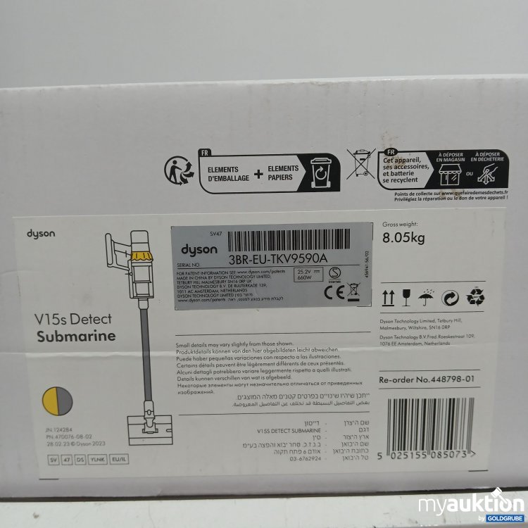 Artikel Nr. 824797 Artikel Nr. 824797: Dyson v15s detect submarine 3BR-EU-TKV9590A