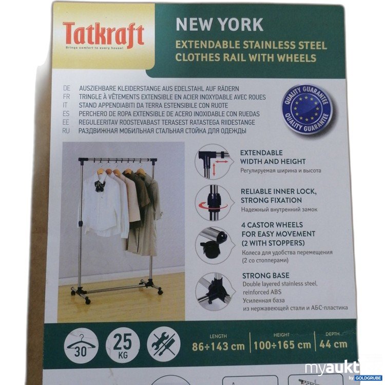 Artikel Nr. 890797: Tatkraft Ausziehbare Kleiderstange aus Edelstahl auf Rädern 16095 