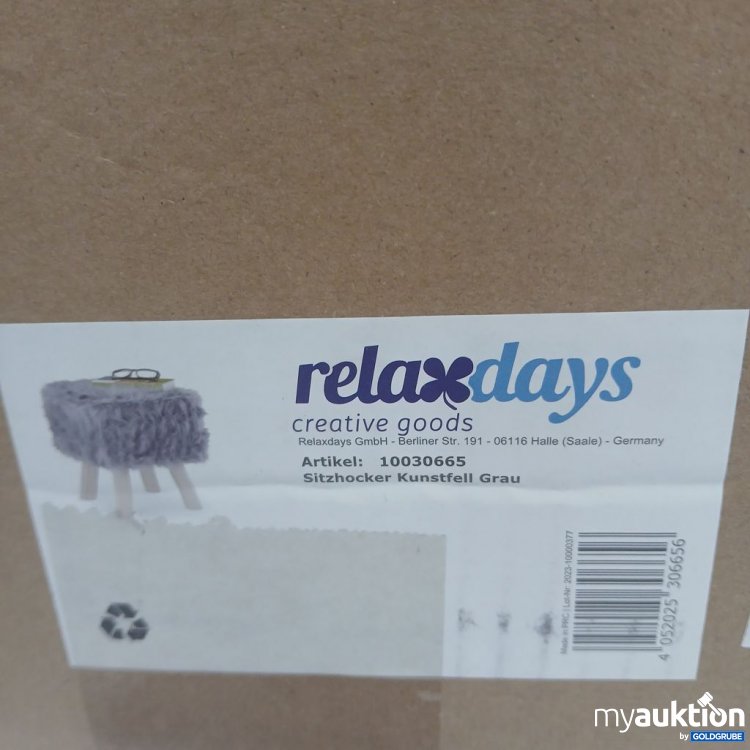 Artikel Nr. 446798: relaxdays Sitzhocker Kunstfell Grau ca 38cm hoch