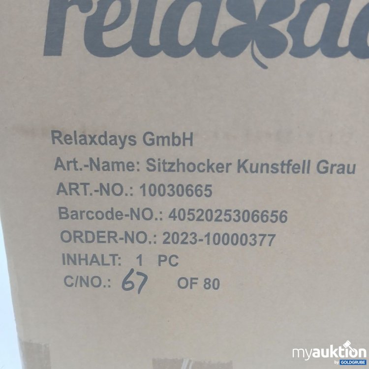 Artikel Nr. 446798: relaxdays Sitzhocker Kunstfell Grau ca 38cm hoch