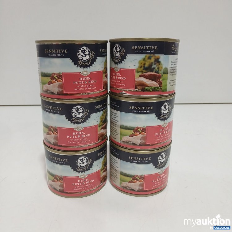 Artikel Nr. 971799: Dinner for Dogs Sensitive Huhn Pute Rind 6x200g 