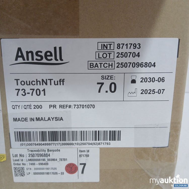 Artikel Nr. 998799 Artikel Nr. 998799: Ansell TouchNTuff 73-701 Größe 7
