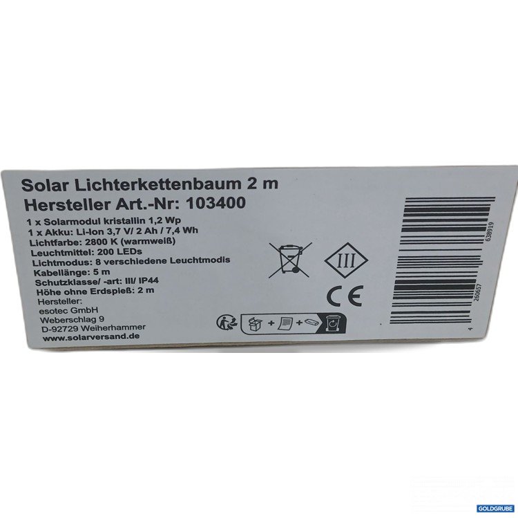 Artikel Nr. 955800: Solar Lichterkettenbaum 2m Art.Nr: 103400