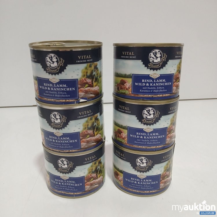 Artikel Nr. 971800: Dinner for Dogs Vital. Rind Lamm Wild Kaninchen 6x200g