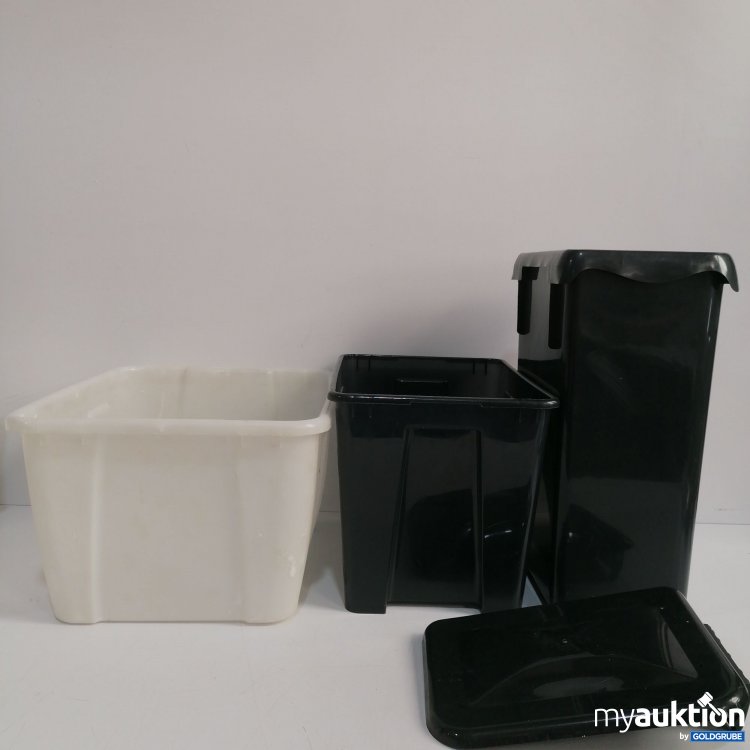 Artikel Nr. 360802: Aufbewahrungsbox 2 Stk. 45x36x26 cm, 39x27x28cm, 1x Mülleimer mit Deckel 28x20x45cm